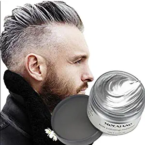 Temporary Hair Dye Wax , YHMWAX 4.23oz Instant Hairstyle Silver Hair wax, Natural Hair Coloring Wax Material Disposable Hair Styling Clays Ash for Cosplay,Party,Masquerade, Halloween.etc (Silver Grey)