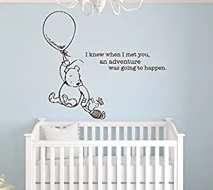 I Knew When I Met You and Adventure Was Going to Happen Winnie the Pooh Quote Nursery Wall Decals Vinyl American