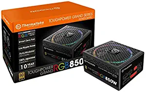 Thermaltake Toughpower Grand RGB 850W 80+ Gold Smart Zero 256-Color RGB Fan Fully Modular Power Supply 10 Yr Warranty PS-TPG-0850FPCGUS-R