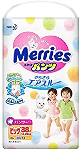 Kao | Diapers | Merries Pants Nobinobi Walker Big-size { 12kg~22kg } 38 sheets [ Japanese Import ]