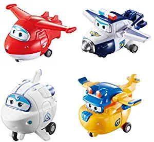 Super Wings - Transforming Toy Figure 4 Pack, Jett, Paul, Astra, & Build-It Donnie| 2" Scale