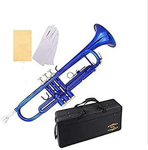 Glory Brass Bb Trumpet with Pro Case +Care Kit, Blue, More COLORS Available ! CLICK on LISTING to SEE All Colors