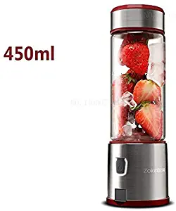 Pink Rechargeable Stainless Steel Juicer Mini Portable USB Electric Juicer 2 Layers Glass Waterproof Orange Juicer 450ml (Color : White, Plug Type : EU)