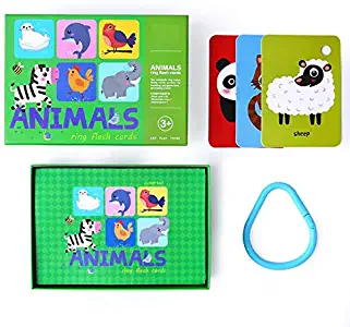 PicoHemmo Animals Words Flash Cards for Kids, 52 Cards Animal Letter Visual 3''x4.5'' with Ring Designed for Ages 3+ Years Kids