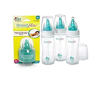 The First Years Breastflow Combo Pack of 9-Ounce Set of 3 Bottle & 2 Pack Stage1 Slow Flow Nipple