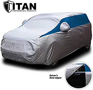 Titan Lightweight Car Cover (Bondi Blue). Compact SUV Fits Toyota RAV4, Honda CR-V, Nissan Rogue, and More. Waterproof Cover Measures 187 Inches, Includes a Cable and Lock and Driver-Side Door Zipper.