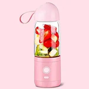 Juicer Orange Fruit Juice Cup Juice Cup Portable Power Split Multifunction Glass Juicer (Color : Pink, Size : 9 * 9 * 26)