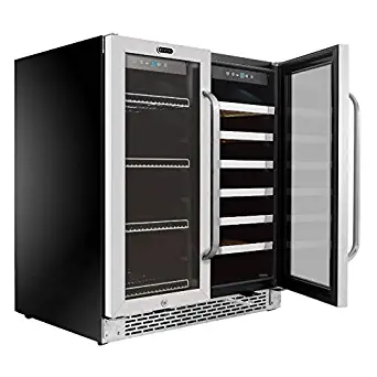 Whynter 30 Built-In French Door Dual Zone 33 Bottle Wine Refrigerator 88 Can Beverage Center