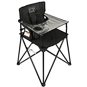 ciao! baby Portable High Chair for Babies and Toddlers, Fold Up Travel High Chair with Tray, Black Check