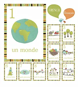 French Numbers Woodland Counting Wall Cards, Set of Ten 5x7 Nature Themed Wall Art Prints, Forest Animal Nursery, Kid's Room Decor,Gender Neutral, Woodland Nursery