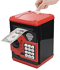 Totola Piggy Bank Electronic Mini ATM for Kids Baby Toy, Safe Coin Banks Money Saving Box Password Code Lock for Children,Boys Girls Best Gift(Red)