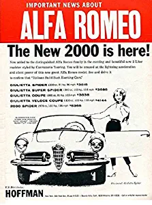 1960 ALFA-ROMEO GIULIETTA SPIDER " Important News About...The New 2000 is Here ! " VINTAGE PART-COLOR AD - USA - GREAT ORIGINAL !! (SCI360)