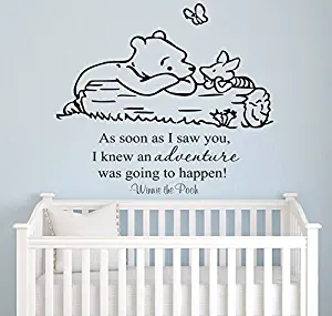 Winnie Pooh - As Soon As I Saw You Quote Baby Room Wall Decal- Decal For Baby's Room- Quote Mural Decal (Wide 22" x 26" Height)