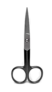 CURVED BLACK NAIL CARE SCISSOR, Sharp Manicure Scissors Ladies Men, Well Groomed Cuticles Hands, Great for Trimming Beards - Bangs - Brows, Modern Matte Black, Stationary Desk and Household Daily Use