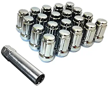 UPGR8 S-Series 20 Pieces Steel Closed Ended Wheel Lug Nuts with Key (M12 X 1.5MM, Chrome)