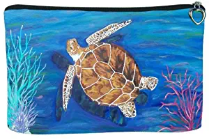 Cosmetic Bag, Zipper Pouch - Zip-top Closer - Taken From My Original Paintings - Animals (Loggerhead Sea Turtle - The Pilgrim)