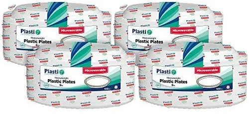 [400 Count] Plasti Plus Disposable Plastic White 7 Inch Heavy Weight Dinner Plates, Great For Weddings, Home, Office, School, Party, Picnics, Take-out, Fast Food, Outdoor, Events, Or Every Day Use,