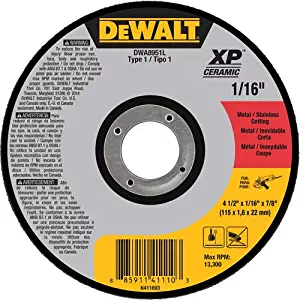 DEWALT DWA8951L4-1/2" x 1/16" x 7/8" XP Ceramic Type 1 Metal / Stainless Cutting Wheel