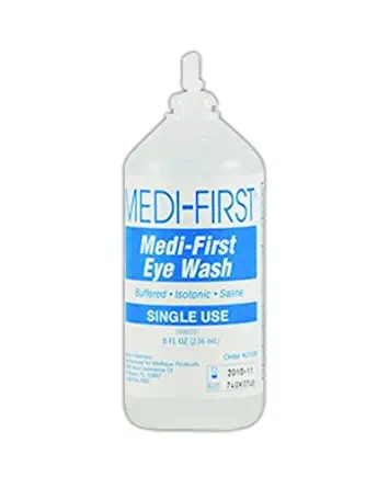 Medique MP21508 Medi-First Eye Irrigation Solution, Sterile Solution , 8 oz, Clear