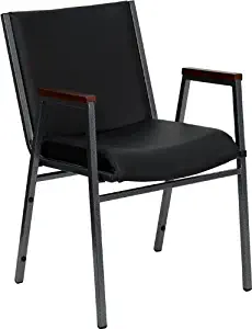 Flash Furniture HERCULES Series Heavy Duty Black Vinyl Stack Chair with Arms