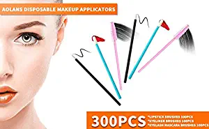 AOLANS 300PCS Disposable Makeup Applicators Mascara Wands Lipstick Brush Eyeliner Brushes Eyelash,makeup artist supplies Mascara Brushes Makeup Tool Kits(3color)　