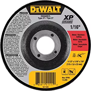 DEWALT DWA8957L XP Ceramic Type 27 Metal/Stainless Cutting Wheel, 4-1/2" x 1/16" x 7/8"