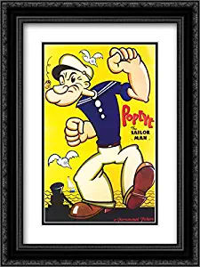 Popeye The Sailor Man 18x24 Double Matted Black Ornate Framed Movie Poster Art Print