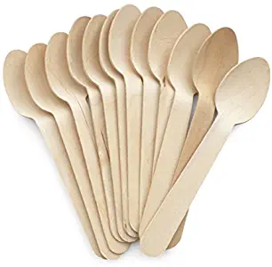 200 Biodegradable Wooden Spoons | Eco Friendly Disposable Cutlery, Compostable, 100% Natural Wood Utensils | Great for Soup, Desserts and Your Toddlers | Made from 100% Birch Wood