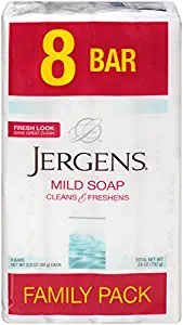 Jergens Mild Soap for Face and Body, 3.5 Ounce Bar, 8 Count in 1 box