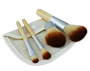 4 Pieces Makeup Brush Set,Beauty Brush set，4 Pieces Professional Bamboo Handle Foundation Blending Blush Eye Face Liquid Powder Cream Cosmetics Brushes & 1 portable bag