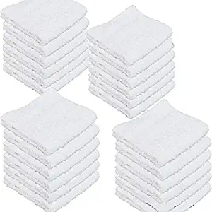 IZO.Bath - 24 Pack 12"x12" Cotton Fingertip-Hand-Face Towels- 100% Extra Soft Ring Spun Washcloths, Highly Absorbent Cleaning Cloth, Brilliant White