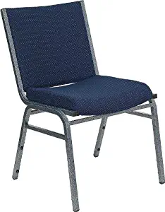 Flash Furniture HERCULES Series Heavy Duty Navy Blue Dot Fabric Stack Chair