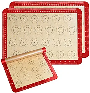 Macaron Mat Silicone Baking Mat Set of 3 Half Sheet Non Stick for Macarons/Pastry/Cake/Bread Making (16.5" x 11.6")