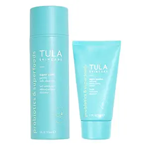 TULA Probiotic Skin Care So Gentle Cleanser + Moisturizer Duo | Cleanse, Calm, and Hydrate with Colloidal Oatmeal, Cucumber & Ginger | Routine For Sensitive Skin