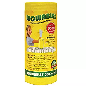 Lola Wowables The Reusable Paper Towel - 30 Sheets Reusable Washable Paper Towels – Replaces up to 13,260 Disposable Paper Towel Sheets. Dishwasher Machine Washable