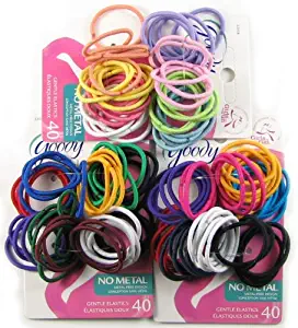 Goody Ouchless Medium Hair Elastics 2mm, 40-Count Card (Pack of 3)