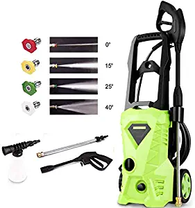 Homdox Pressure Washer, Power Washer with 2500 PSI,1.5GPM, (4) Nozzle Adapter, Longer Cables and Hoses and Detergent Tank,for Cleaning Cars, Houses Driveways, Patios (Green)