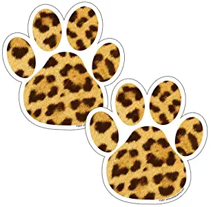 AZ House of Graphics Pet Paw Pattern Cheetah Print Stickers 2 Pack