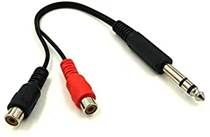 Tomota 635M-2RCAFM Duttek TRS Stereo Jack Male to 2 RCA Female Plug Y Splitter Adapter Cable, 6.35mm