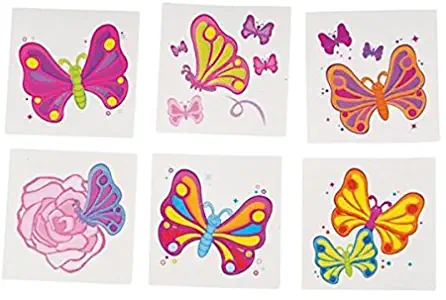 Kicko Butterfly Tattoos - 144 Pieces - 2 Inch Colorful Temporary Waterproof Transfer Tattoos, for Kids, Chic, Hippie, Party Favors, Prize - Comprehensive Instructions Included