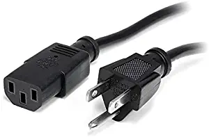 StarTech.com 1 ft Standard Computer Power Cord (NEMA5-15P to C13) - 18 AWG Replacement AC Power Cable for PC or Monitor - 125V @ 10A (PXT1011)