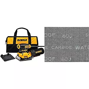 DEWALT DWE6411K 1/4 Sheet Palm Grip Sander Kit with DEWALT DWAM4326 220 Grit Mesh Sheet (5 Sheets), 1/4"