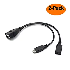 AuviPal 2-in-1 Micro USB Cable (OTG Cable + Power Cable) - 2 Pack