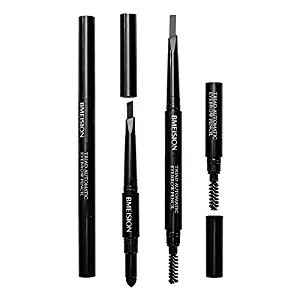 2 Pack of 3-In-1 Eyebrow Pencil,Waterproof Long Lasting Sweat-Proof Eyebrow Liner,Creates Natural Looking Brown Eye Brows,Professional Brow Enhancing Kit with Eyebrow Brush(Dark brown)