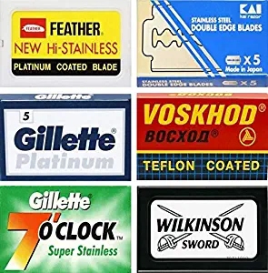 35 Quality Double Edge Razor Blades Sampler (6 different brands)