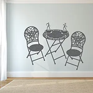 STICKERSFORLIFE Wall Decor Vinyl Sticker Room Decal Chair Table Furniture Coffee Kitchen Lunch Café Tea Ornament Tracery Paris France Italy (S159)