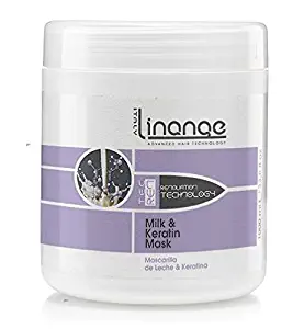 Linange Milk and Keratin Mask 1000ml; Softening, Strengthening, Moisturizing, Nourishing, Hair Care Product; Hair Mask w/Proteins for Men and Women – for Dry, Frizzy, Damaged, Curly Hair