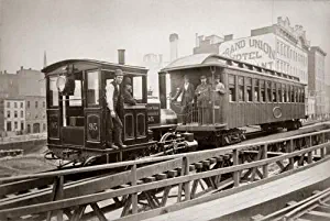 Posterazzi 1880s Men On Board Elevated Locomotive & Passenger Car On East 42Nd Street Grand Union Hotel In Background New York City Poster Print