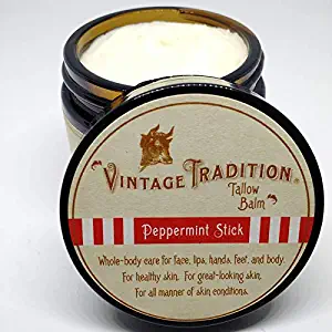 Vintage Tradition Peppermint Stick Tallow Balm, 100% Grass-Fed, 2 Fl Oz