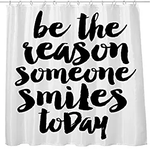 DJSBZ Shower Curtain with Hooks White Waterproof Fabric Decoration Bathroom Home Hotel Motivational Quotes Letter Words Success Be The Reason Someone Smiles Today 72x72 inch (183x183cm) (016)